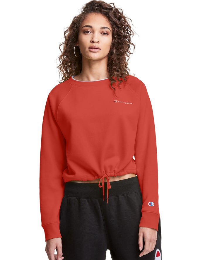 Sudadera Champion Mujer - Campus Fleece Cropped Crew Embroidered Script Logo ( Rojas ) 0819275-HY